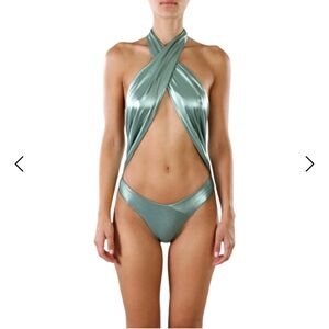Room24 Metallic Halter One-Piece Swimsuit - NWT